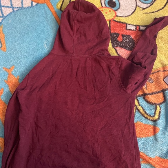 Zip- Up Burgundy Hoodie - Picture 2 of 2